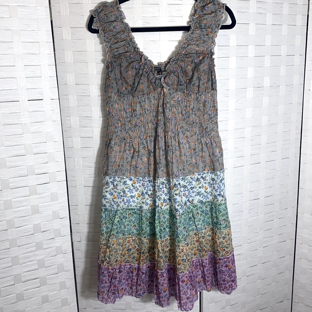 Jackpot Ditzy Floral Tiered Lined‎ V Neck Tank Midi Summer Dress Size XL